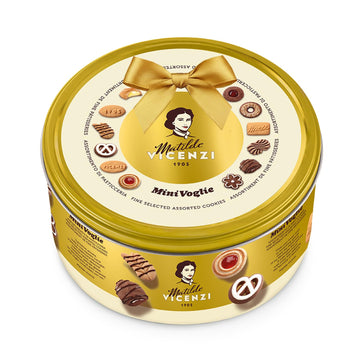 Matilde Vicenzi Minivoglie Shortbread Cookies Gift Tin - Assorted Italian Butter Cookies & Pastries for Gifting, Italian Cookies Gifts For Birthdays, & Special Occasions, Kosher Dairy, Non-GMO, 17.6 oz