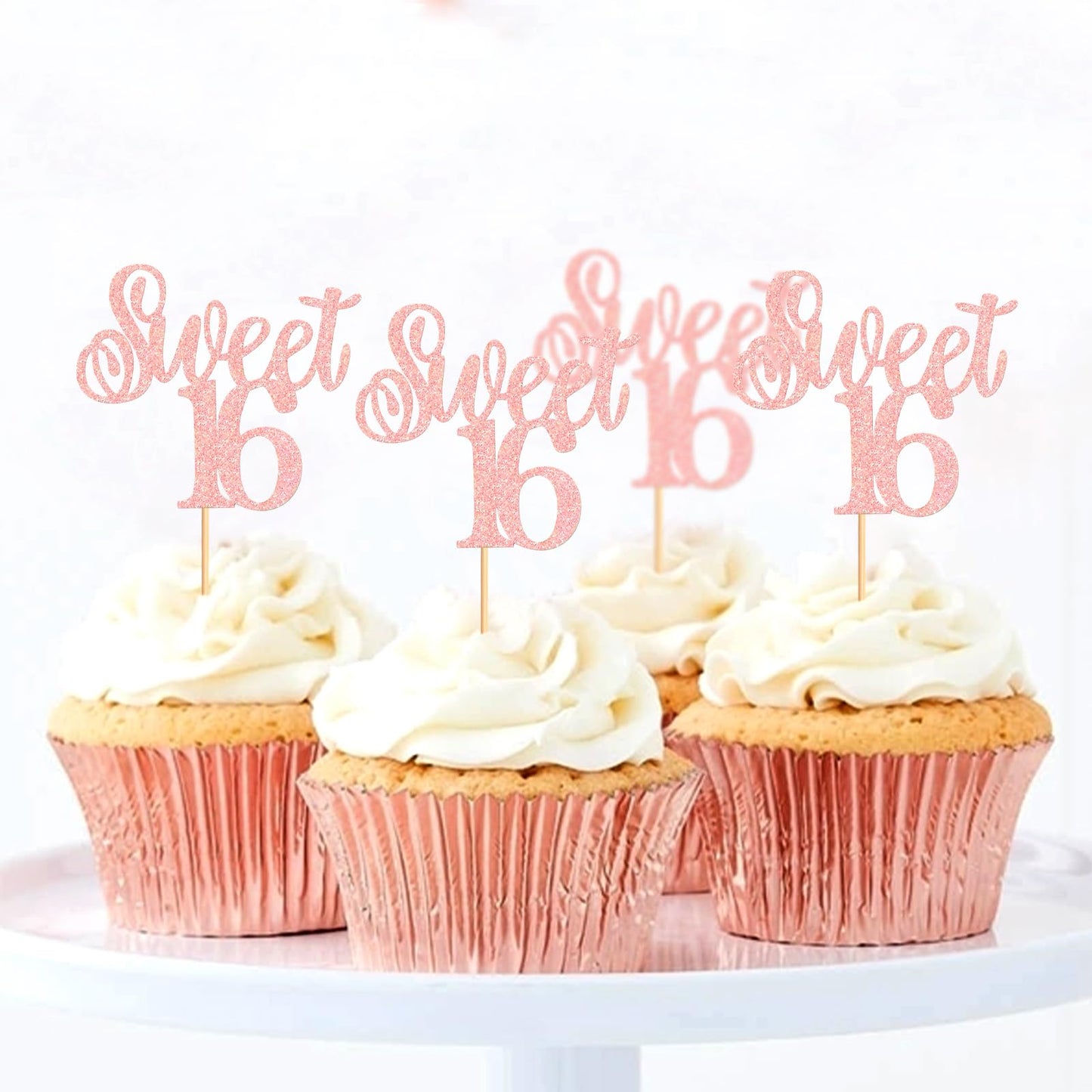 Keaziu 24 Pack Sweet 16 Cupcake Toppers Sweet Sixteen 16 Happy 16 Cupcake Picks For 16Th Birthday Wedding Anniversary Party Cake
