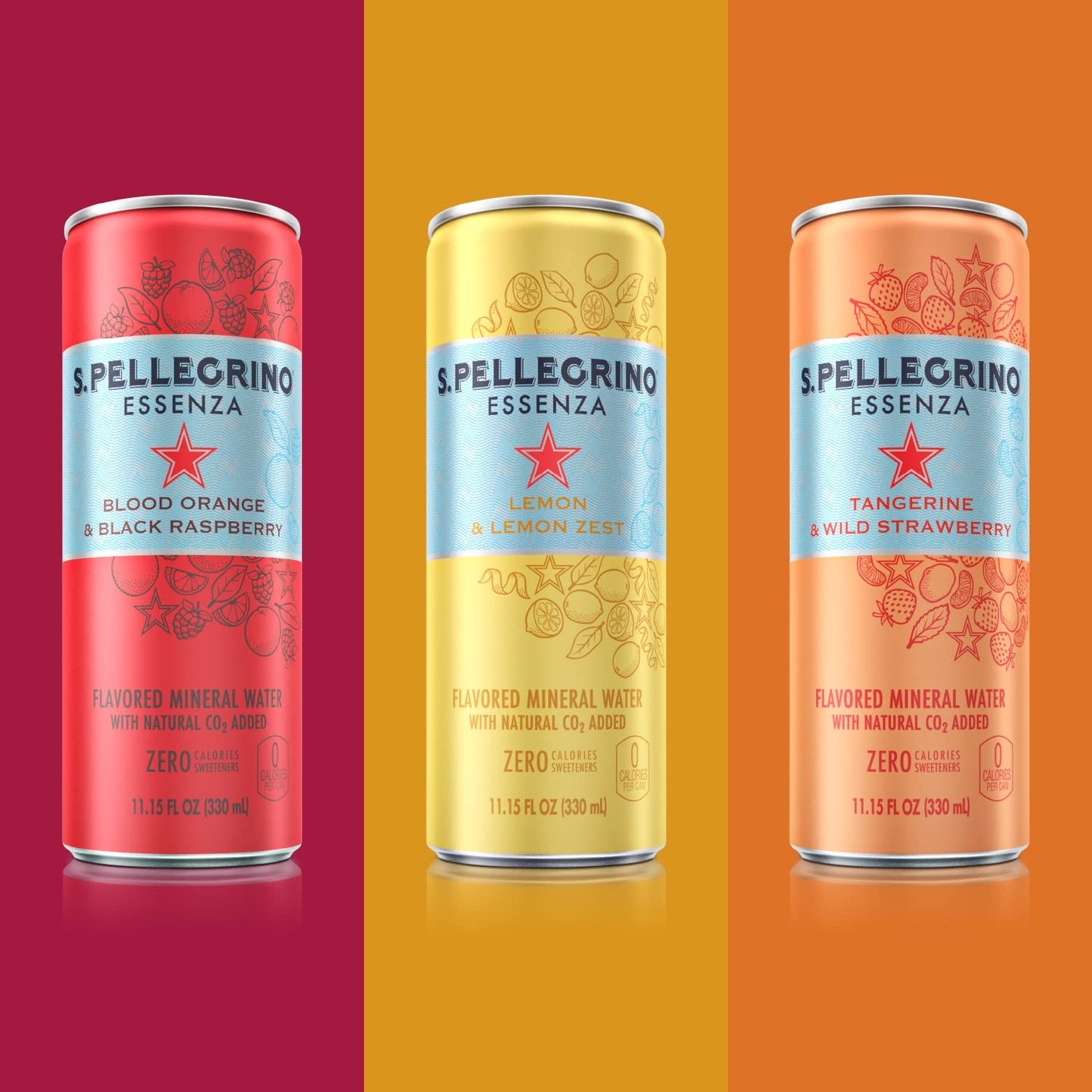 S.Pellegrino Essenza Variety Pack - Blood Orange  Lemon  Wild Strawberry 11.15 Fl. Oz (Pack of 24)