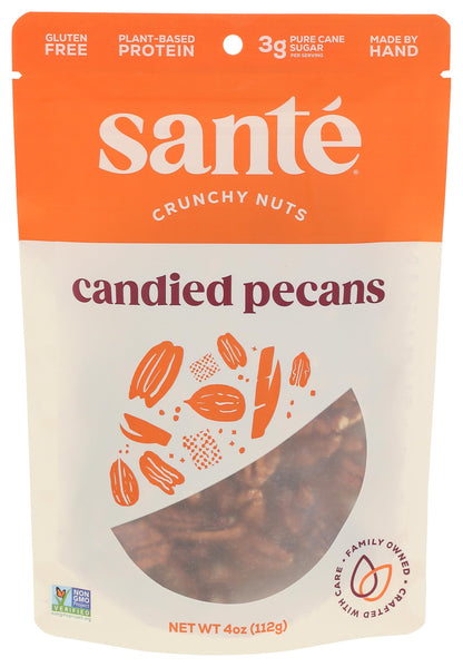 Sante Candied Pecans | Gourmet Candied Nuts | All Natural, non-GMO | Gluten Free, Peanut Free | 4 Ounce Resealable Bag