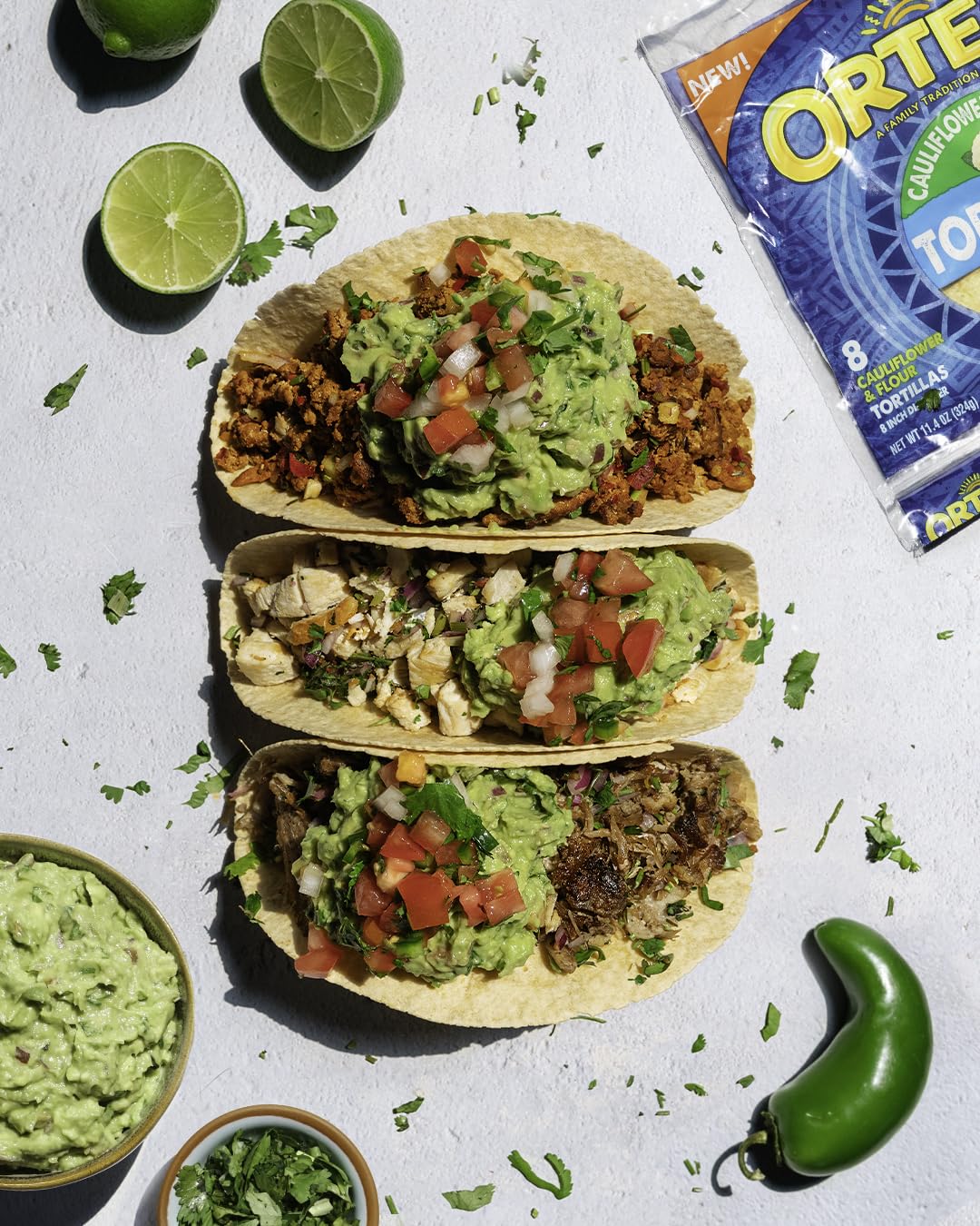 Ortega Tortillas, Cauliflower & Flour, 8 Inch, 8 Tortillas