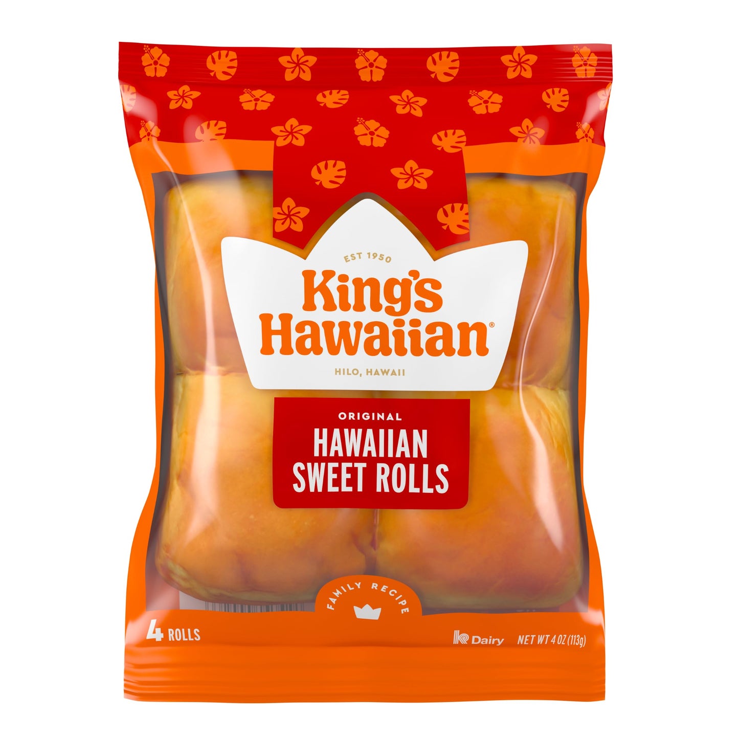 KINGS HAWAIIAN Original Hawaiian Sweet Rolls, Dinner Rolls 4 Count