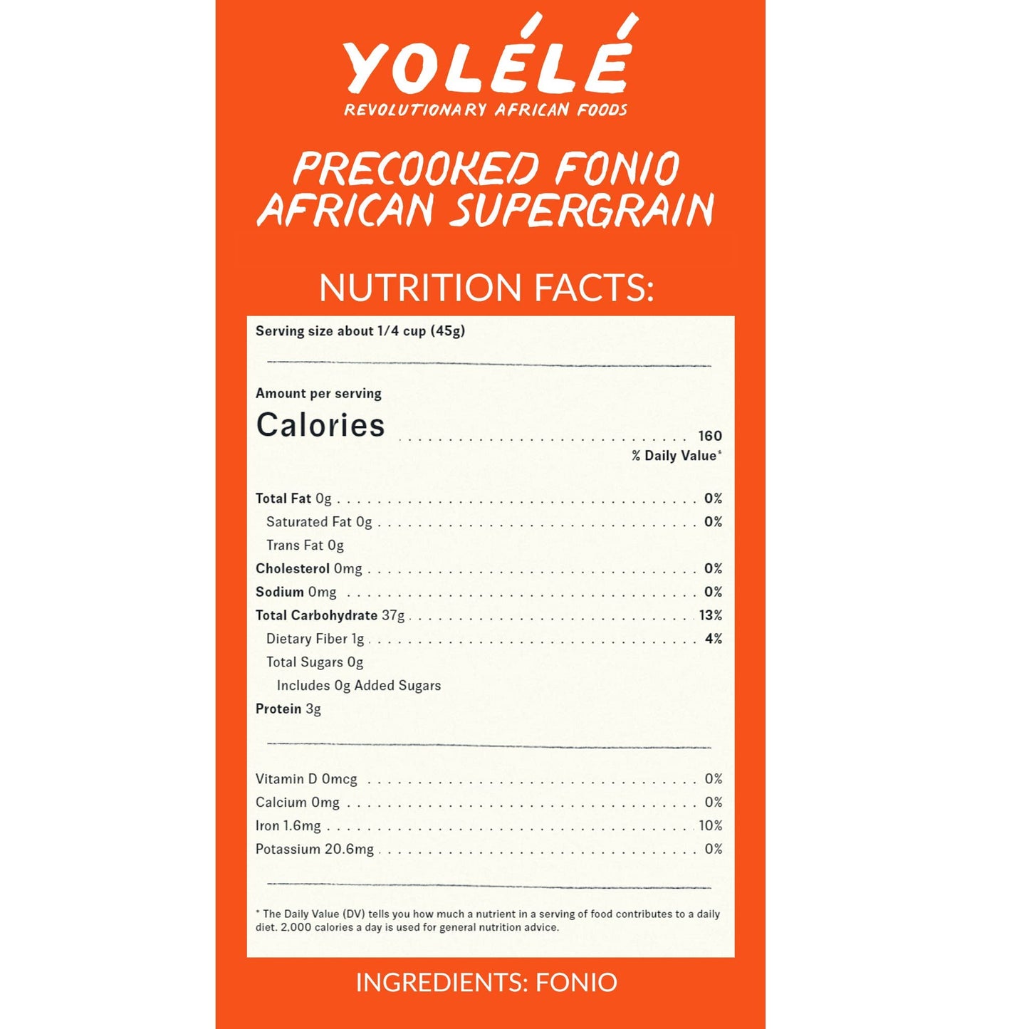 Yolele Fonio African Supergrain Ancient grains Precooked gluten-Free Non gMO Organic Fonio grain Vegan Protein High Fiber Super