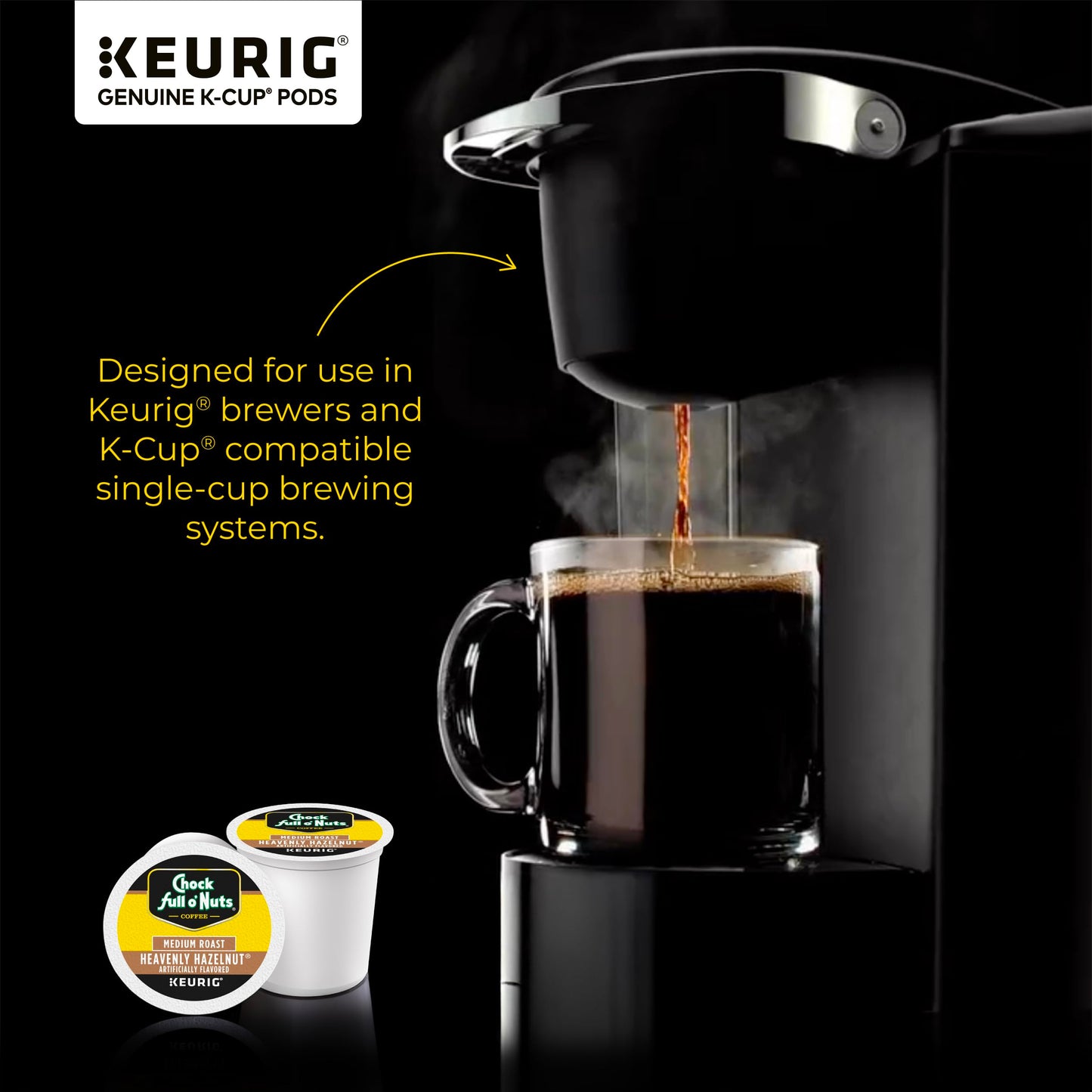 Chock Full Onuts Heavenly Hazelnut Coffee, Keurig K-Cup Pods (1 Pack Of 12 Single-Serve Cups)