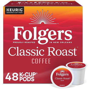Folgers Classic Roast Coffee, Medium Roast, K Cup Pods For Keurig Coffee Makers, 48Count