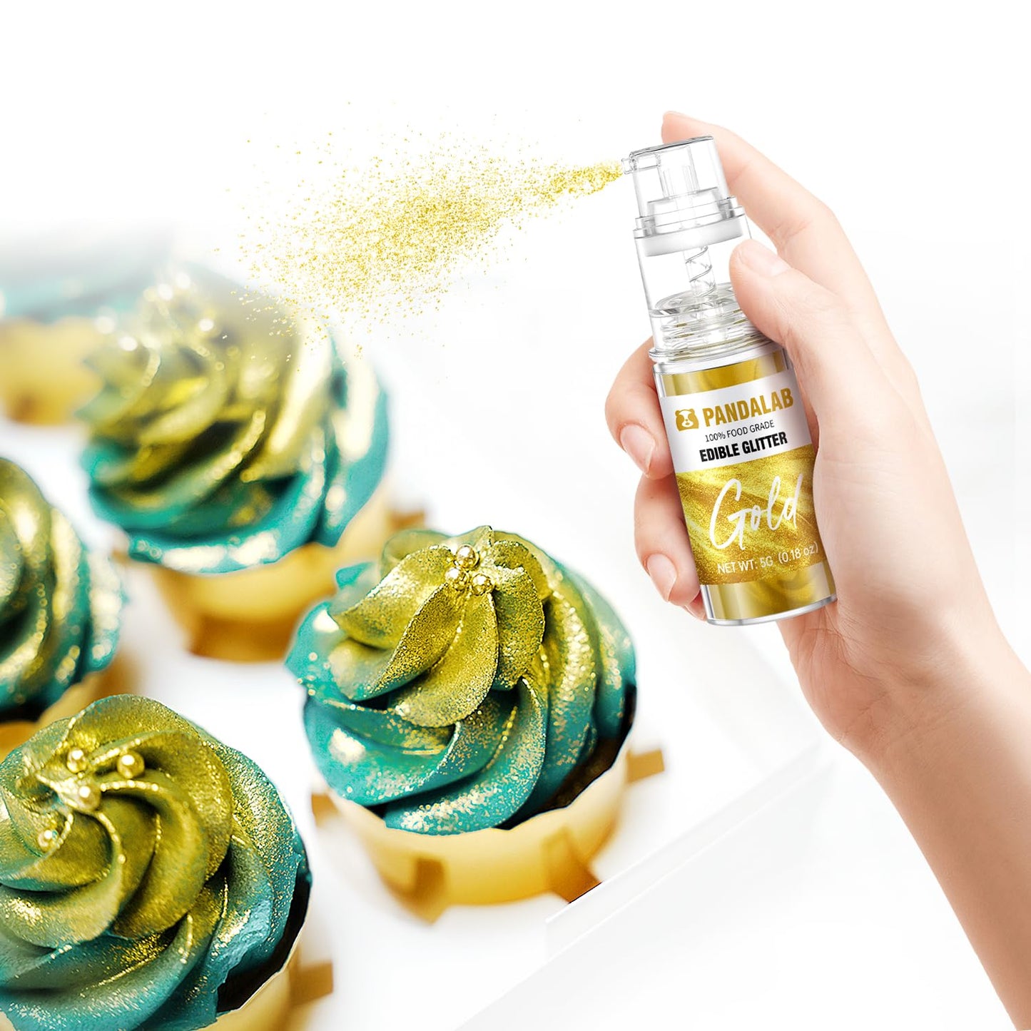 Edible Glitter Spray - Gold White Silver Luster Dust For Drinks, For Baking, Cake, Fondant, Chocolate, Candy, Icing, Dessert Dec