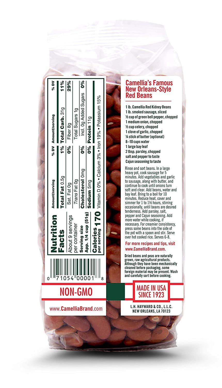 Camellia Brand Dried Red Kidney Beans, 1 Pound (6 Pack) - well-made, Non-GMO, Ideal for Cooking and Baking