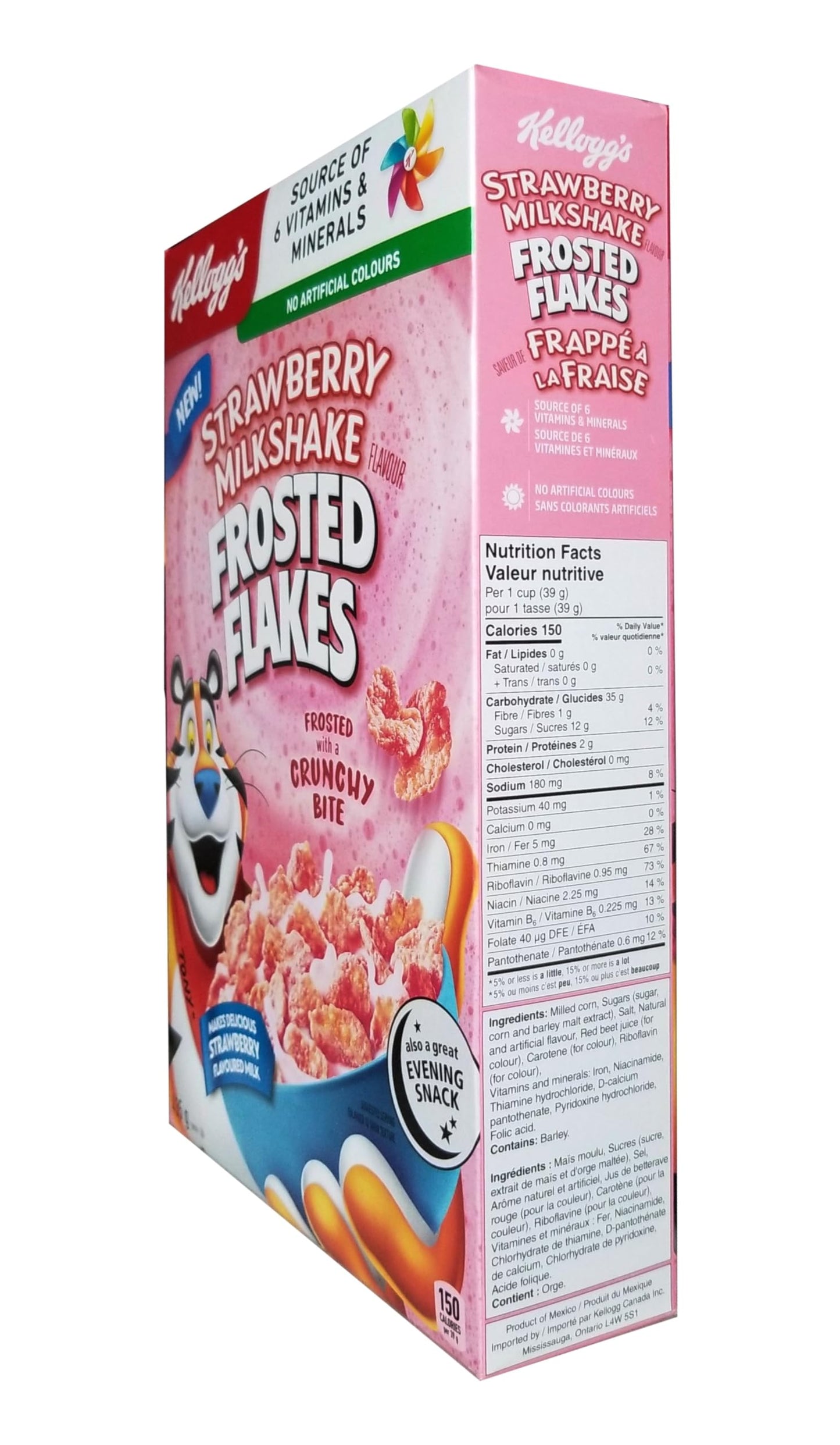 Kellogg'S Strawberry Milkshake Flavored Frosted Flakes Cereal, 435G/15 Oz. Box (Imported From Canada)