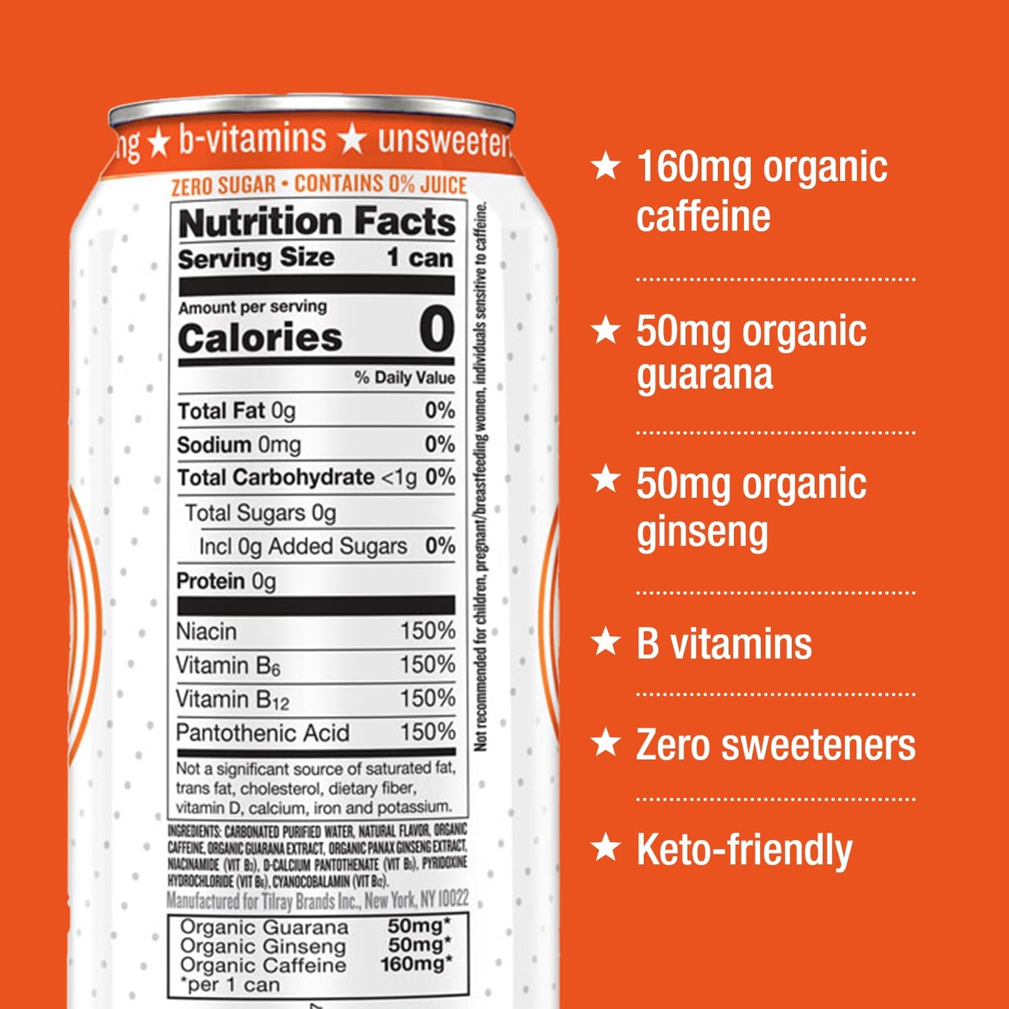 Hiball Energy Caffeinated Sparkling Water, Blood Orange, Sugar Free, 16 Fl Oz (8 Pack)