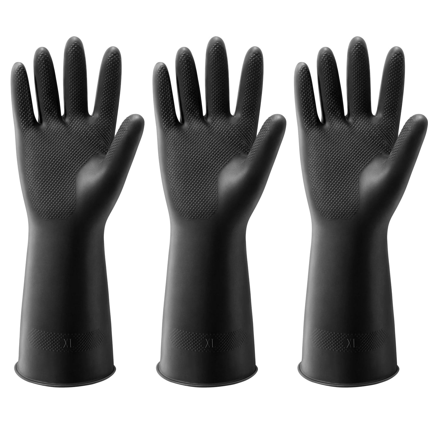 Thxtoms Dishwashing Gloves, 3 Pairs Reusable Latex Cleaning Gloves For Housework, Kitchen, Bathroom, Extra Large, Black
