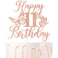 Rose Gold Glitter Happy 11th Birthday Cake Topper, Butterfly Happy 11th Birthday/Cheers to 11 Years, Butterfly Themed 11th Birth
