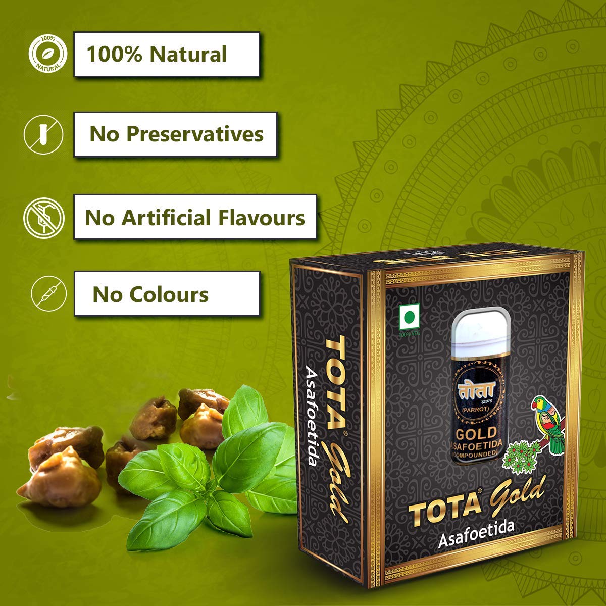 Tota Gold 100% Pure Hing Crystals - 14Gm | Gluten Free Inguva Powder - Tazaki Asfotedia Whole - Combo Pack Of 2 () Heeng Pure