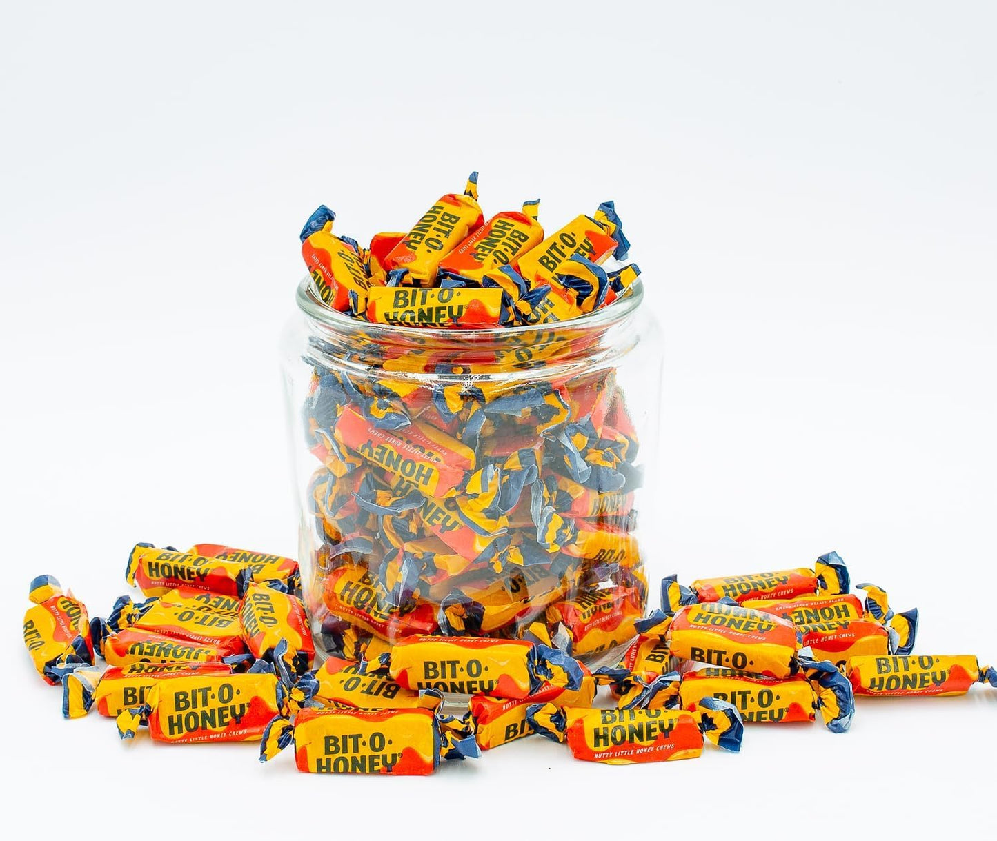 Bit Honey Chewy Candy Classic Honey And Almond Taffy Individually Wrapped Bulk Candy Jar Retro Nostalgic Treat Great For Office, Parties & Gifts (1 Lb)