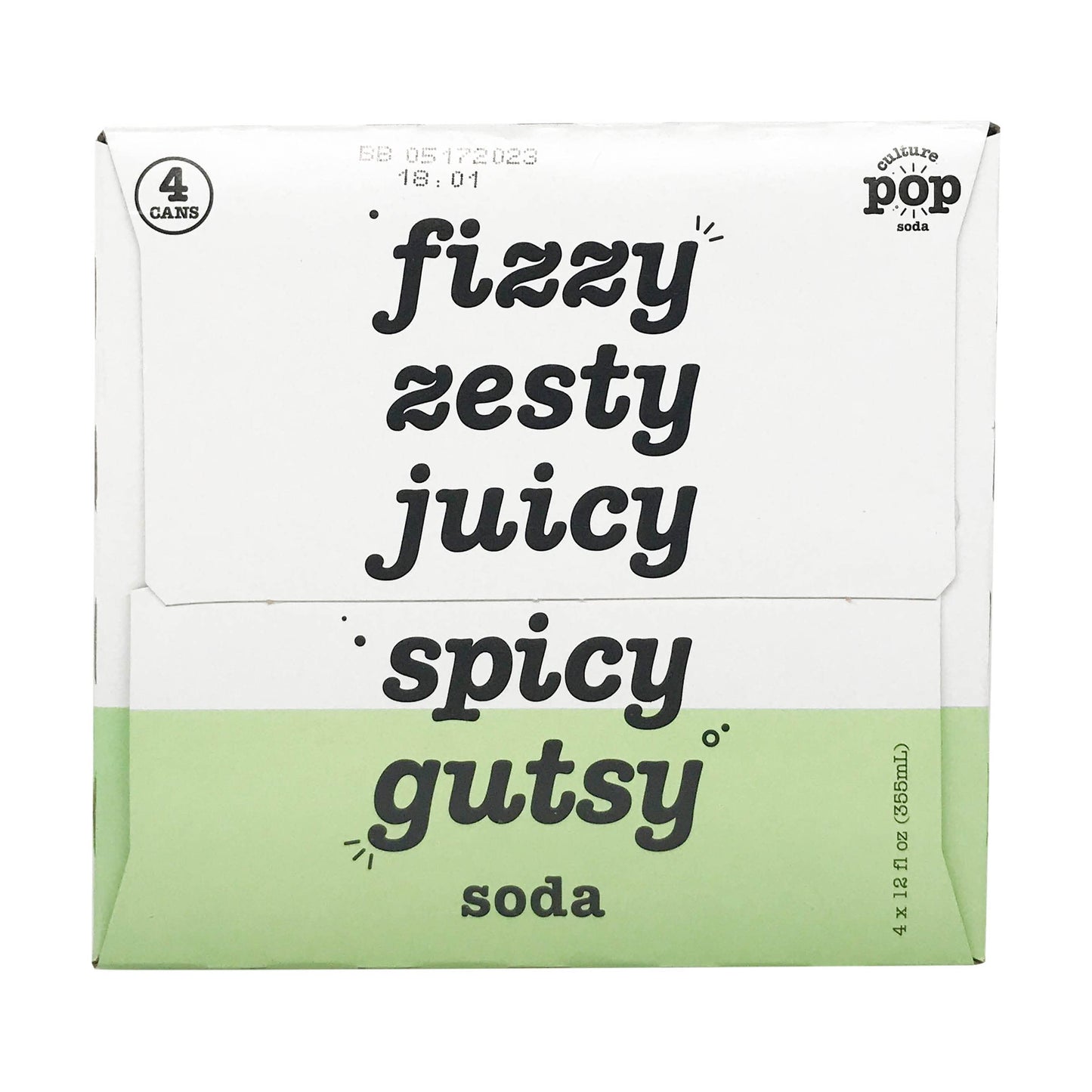 culture Pop Soda, Soda Watermelon Lime Rosemary, 12 Fl Oz, 4 Pack