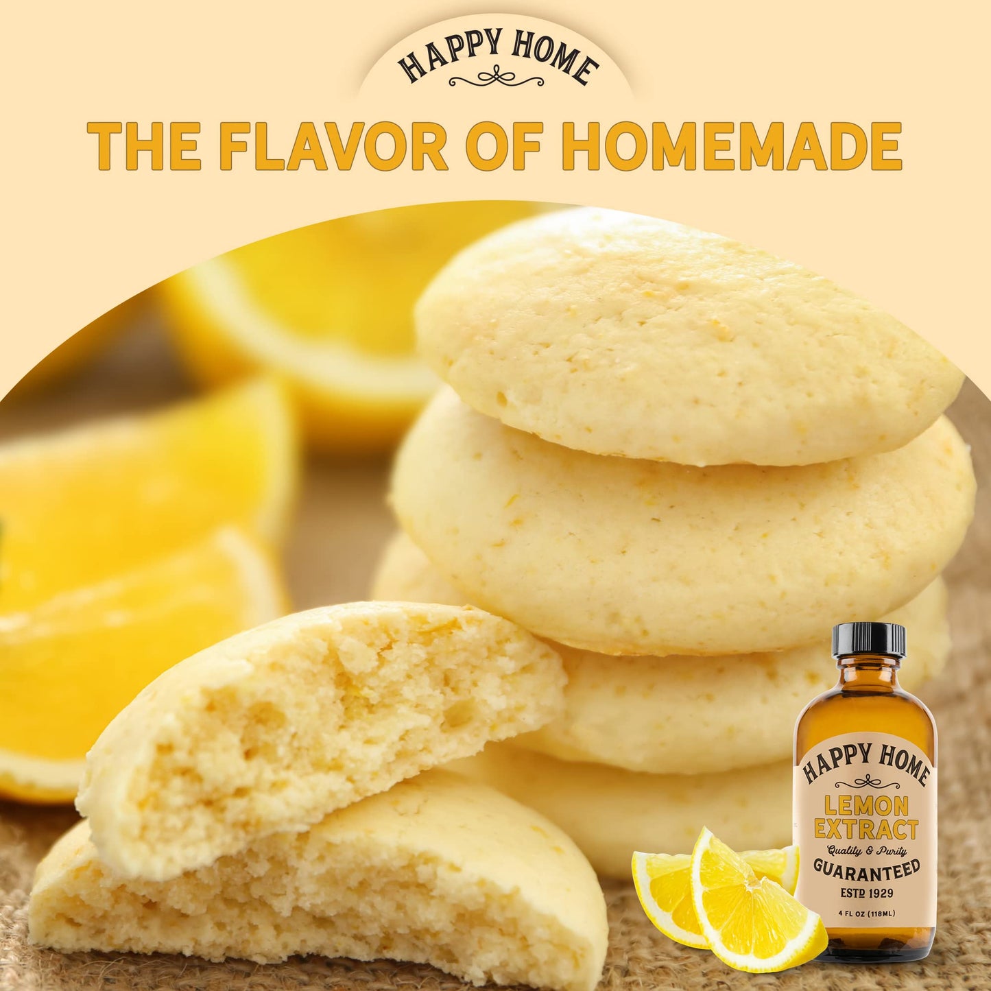 Happy Home Pure Lemon Extract - Certified Kosher, 4 Fl Oz, Pack of 1