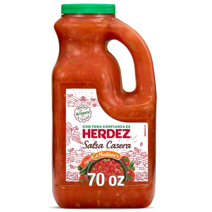 HERDEZ Salsa Casera, Medium, 70 oz Jug - Authentic Mexican Homestyle Salsa for Tacos, Chips & Dips