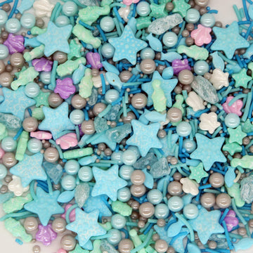 Sea World Sprinkles For Cake Decorating,Edible Mix Fish Sea Horse Starfish Shell Dragee For Kids Birthday Party, Blue Color Suga