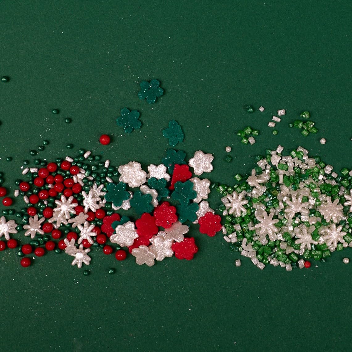 Confect Christmas Sprinkles | Christmas Sprinkles - Snowflakes In Red, Green & White I Confetti Pearls & Sparkling For Dessert D