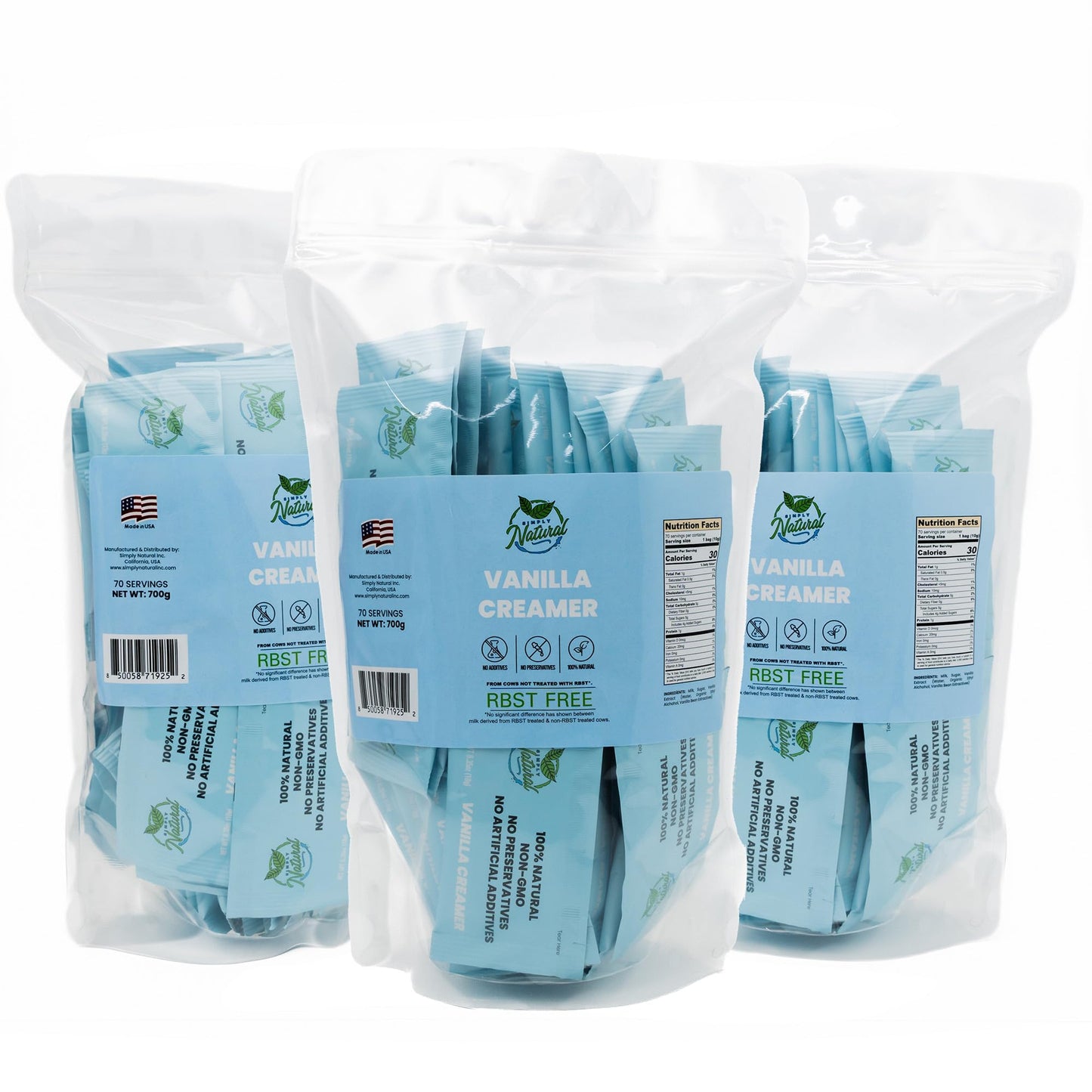 Simply Natural Vanilla Sweetened Condensed Milk Creamer Single-Serve 10 Grams Sachet, All Natural Coffee/Tea Creamer (70 Sachets