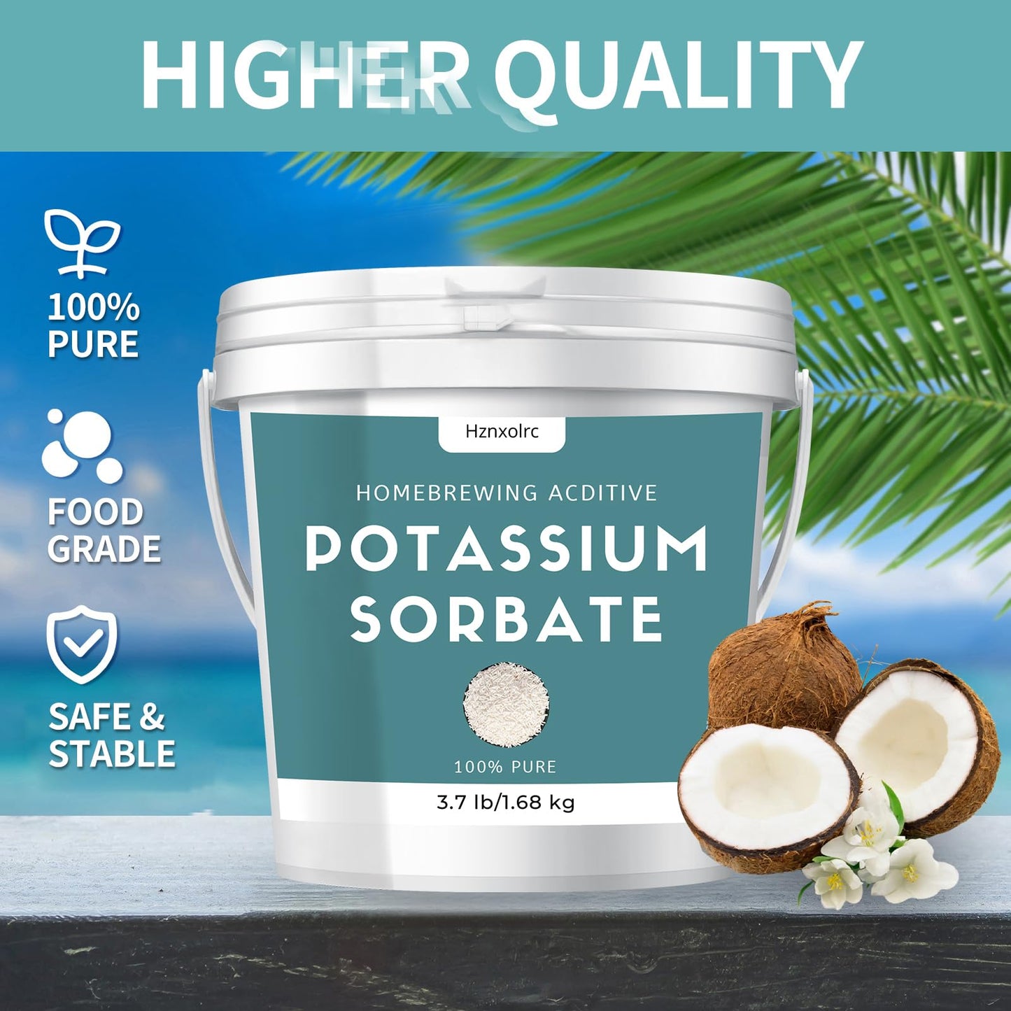 Hznxolrc Potassium Sorbate Food Grade, 100% Pure, 59.2 Ounce for Baking and Brewing