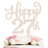 Happy 27Th Birthday Decorations,27Th Birthday Gold Rhinestone Cake Topper - Cheers To 27 Years Old Bday Party Metal Sparkly Cake
