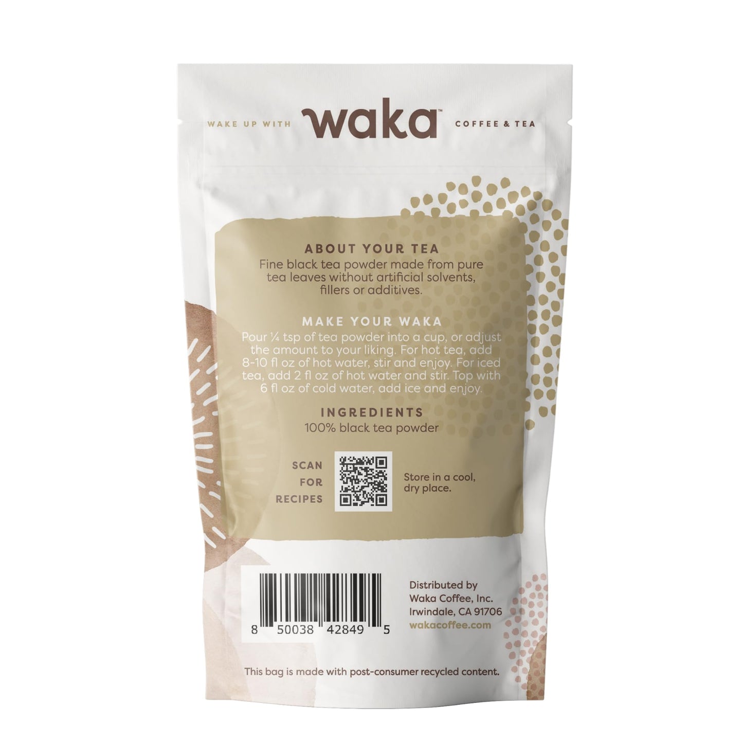 Waka Instant Black Tea Mix, Classic - 100% Tea Leaves, No Additives, Unsweetened Travel Size Tea Powder - Easy Quick Hot And Ice