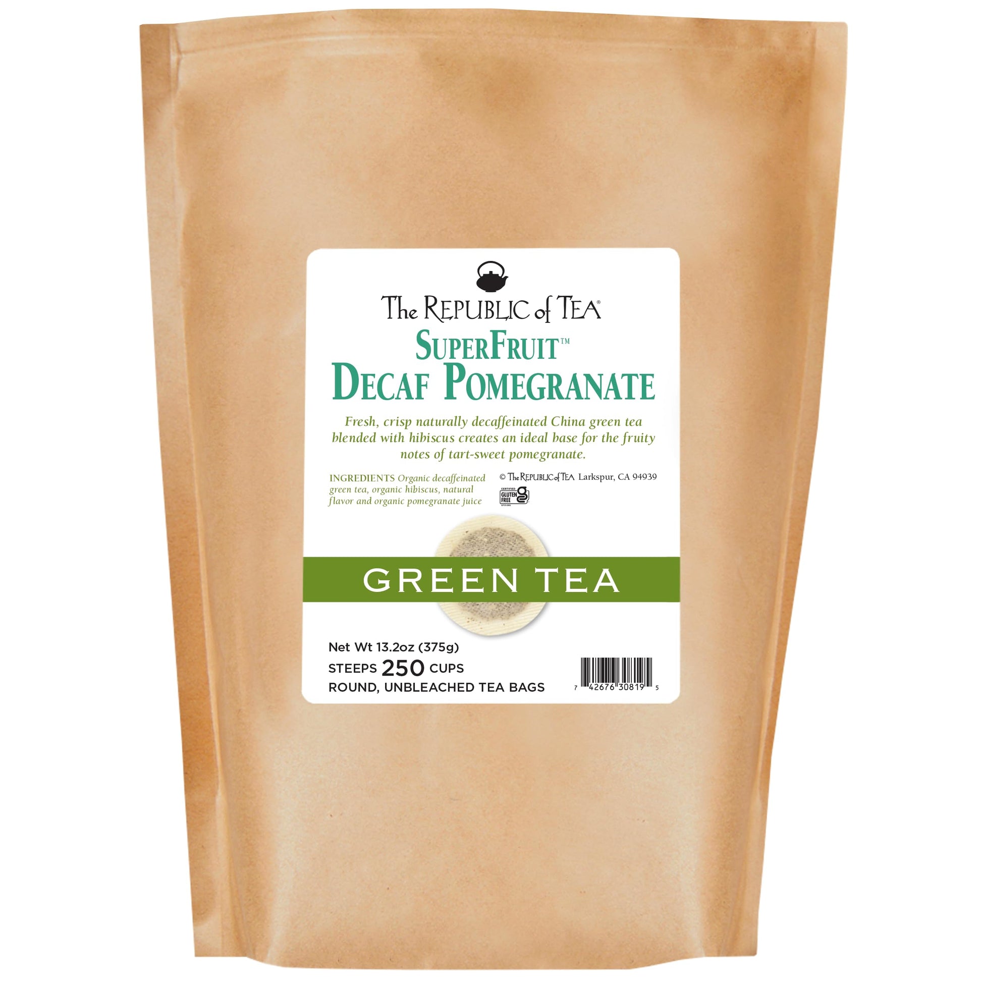 The Republic of Tea Pomegranate Green Tea Decaf 250 Count Tea Bags