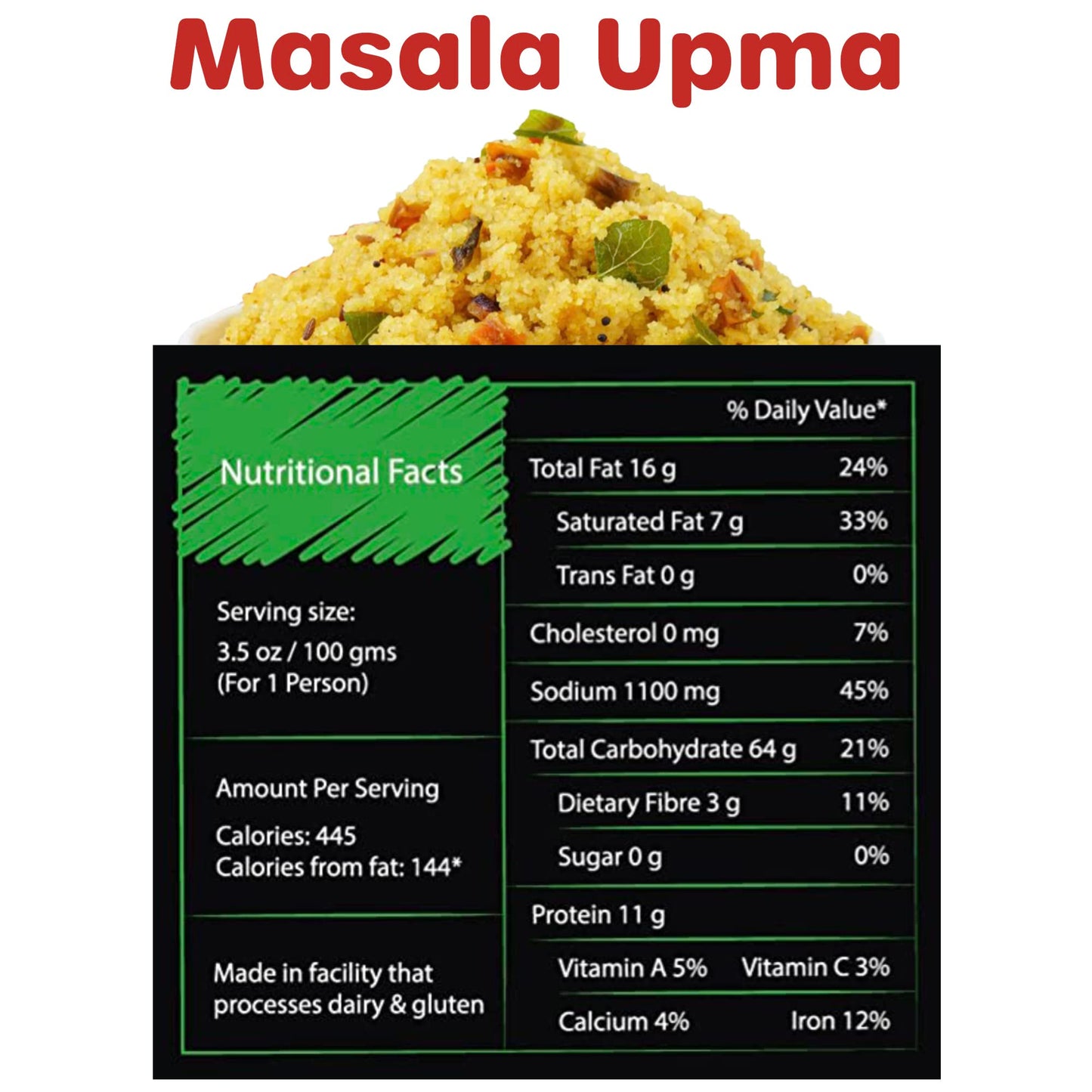 KAPKA Masala Upma Cups - Vegan Ready to Eat Indian Food - 5 Pack - 3.5oz/100g - Microwavable Meals - Non-GMO