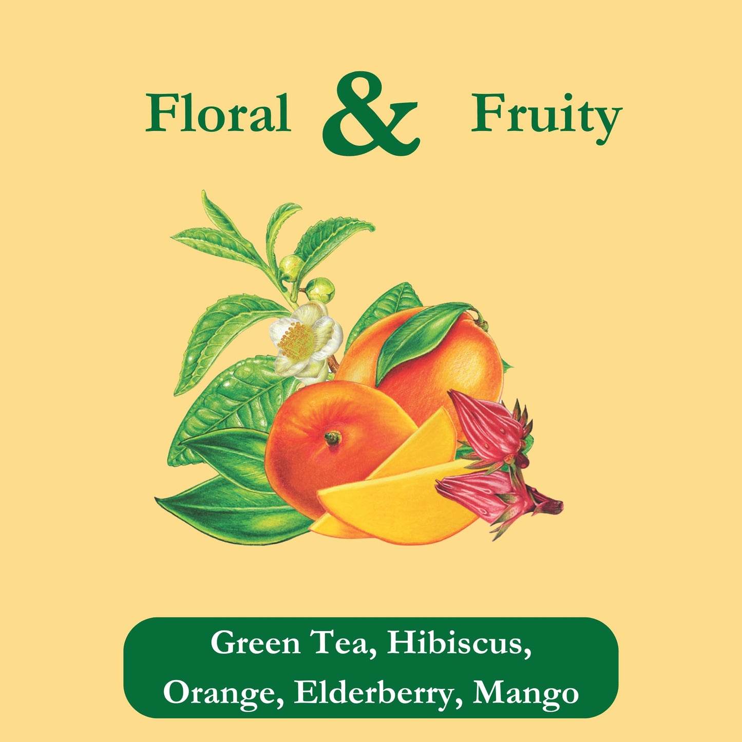 Tadin Mango Green Tea, Herbal Tea, Green Tea Bags, Caffeinated Tea, Tea Bags Individually Wrapped, 24 Tea Bags, Pack Of 6