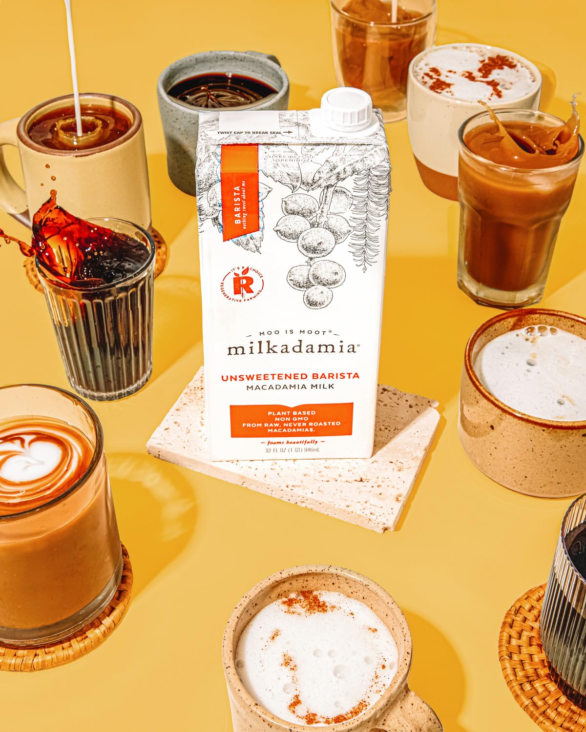 milkadamia Macadamia Milk - Unsweetened Barista - 32 Fl Oz (Pack of 6) - Lactose Free Milk, Vegan Shelf Stable Milk, Plant Based