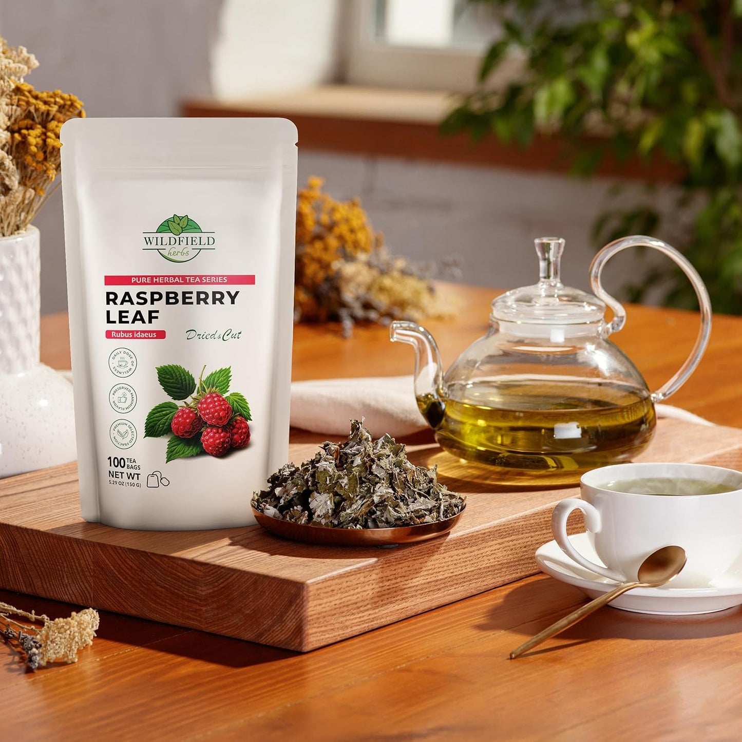 100 Bags Raspberry Leaf Tea Rasberry Leaf Herbs (Rubus Idaeus Folium) - 100 Count 1.5G Bags Rasberry Leave Tea Hojas De Frambues