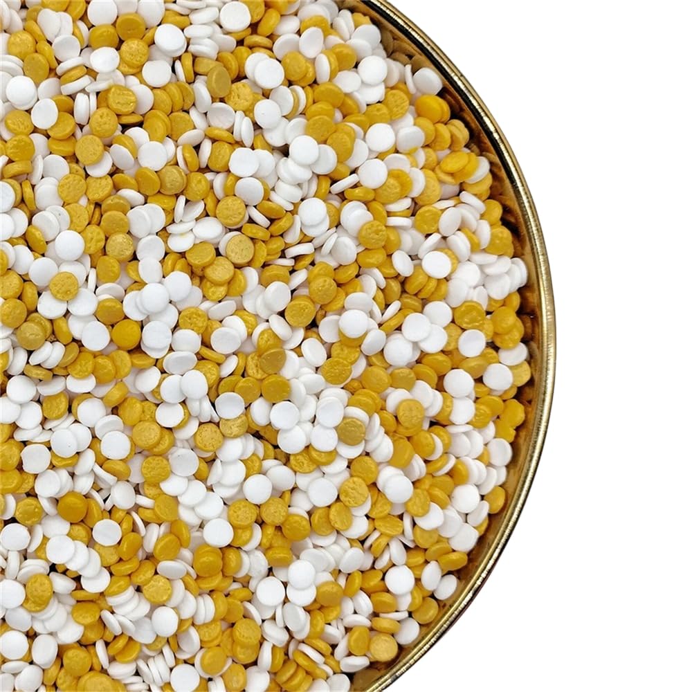 NIPEOR Rainbow Sprinkles Gold White Confetti Sprinkles 3.53oz/100gEdible Sprinkle Topping Confetti Sprinkles, Round Cupcake Spri