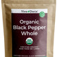Viva Doria Organic Ceylon Whole Black Peppercorns, 16 oz, For Grinder Refills
