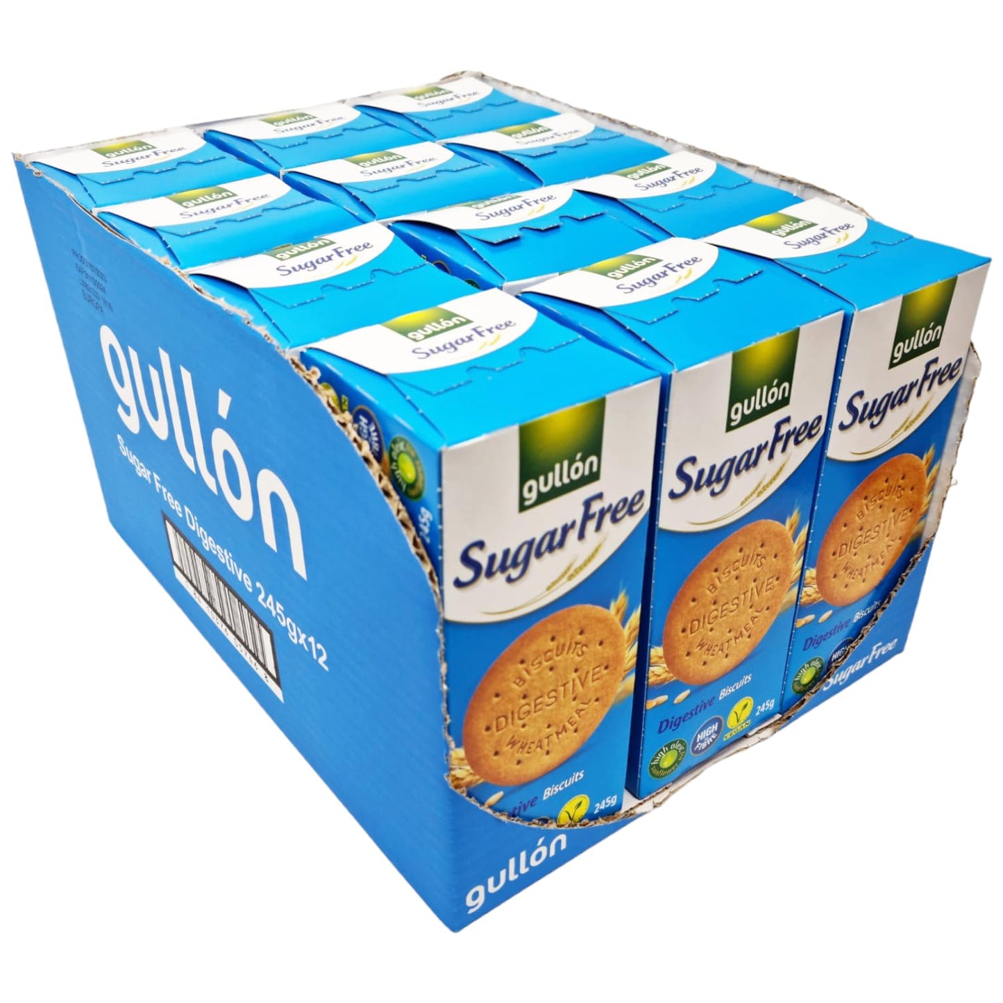 Gullon Sugar-Free Digestive Biscuits, 12 x 245g, Vegan, High Fiber, Ideal for Diabetics & Health-Conscious Lifestyles