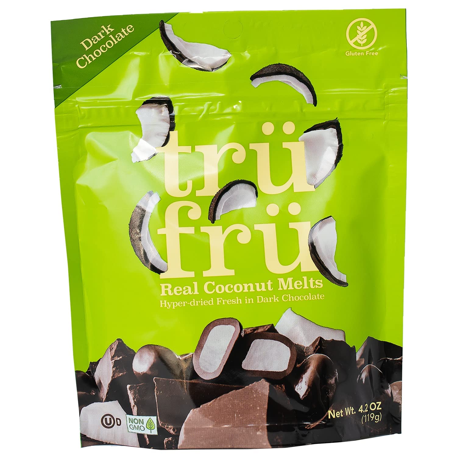 Tru Fru Real Coconut Melts Hyper-Dried Fresh In Dark Chocolate, 4.2 Ounce Bag