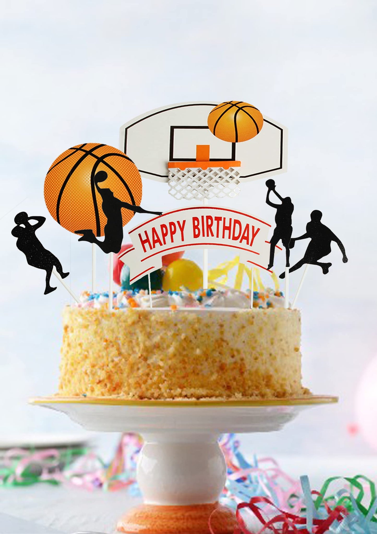Set Of 7 Basketball Letters Diy Happy Birthday For Boy Cake Topper Sport Cake Party Decorations Sports Party Supplies