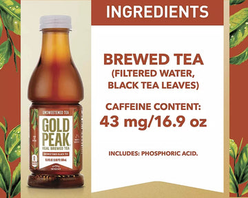 Gold Peak Unsweet Tea 16.9Oz, 15 Pack Bottles, Black Tea