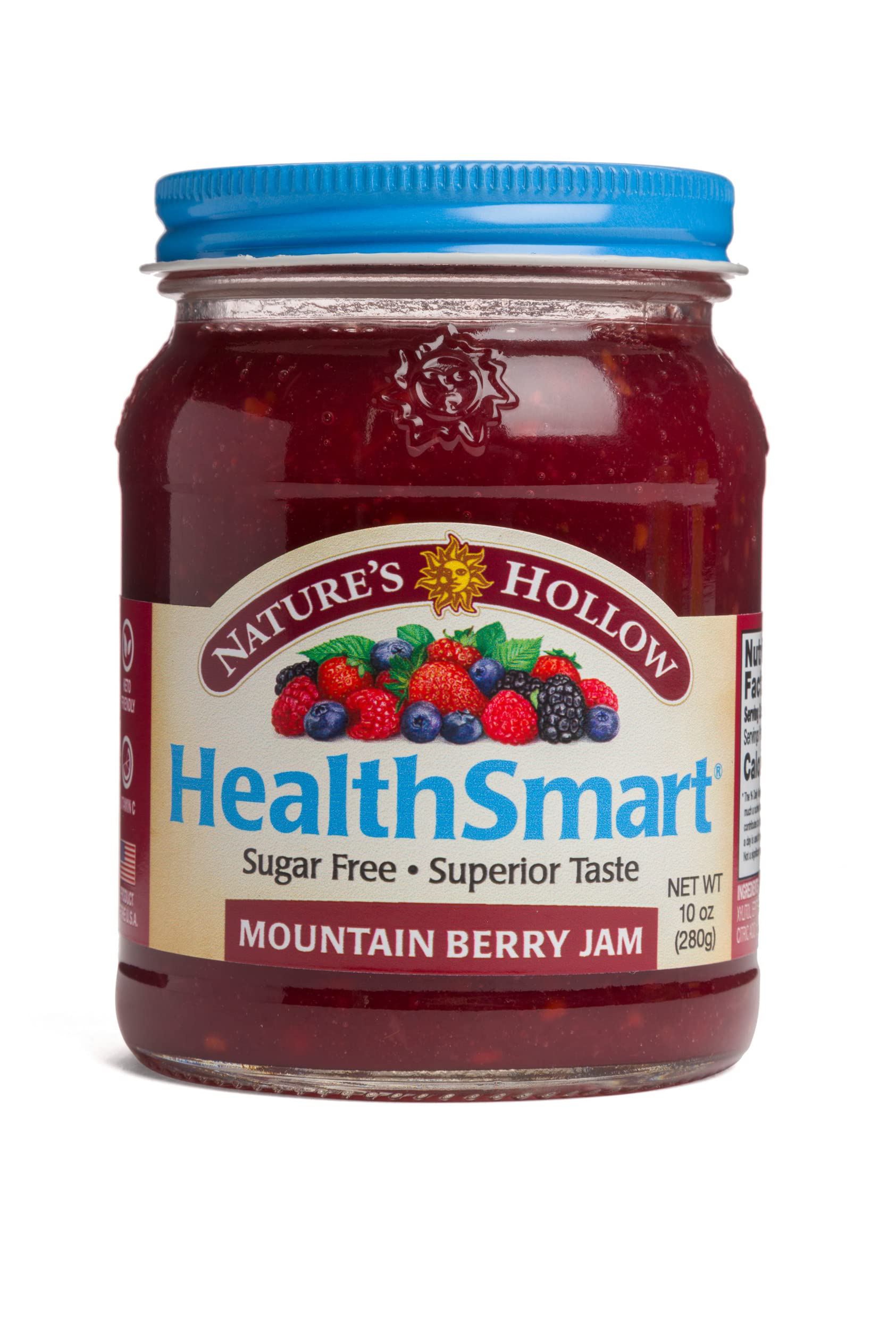 Natures Hollow Sugar Free Mountain Berry Jam, Keto Friendly, Vegan, Gluten Free, 10oz, Model BWA44410