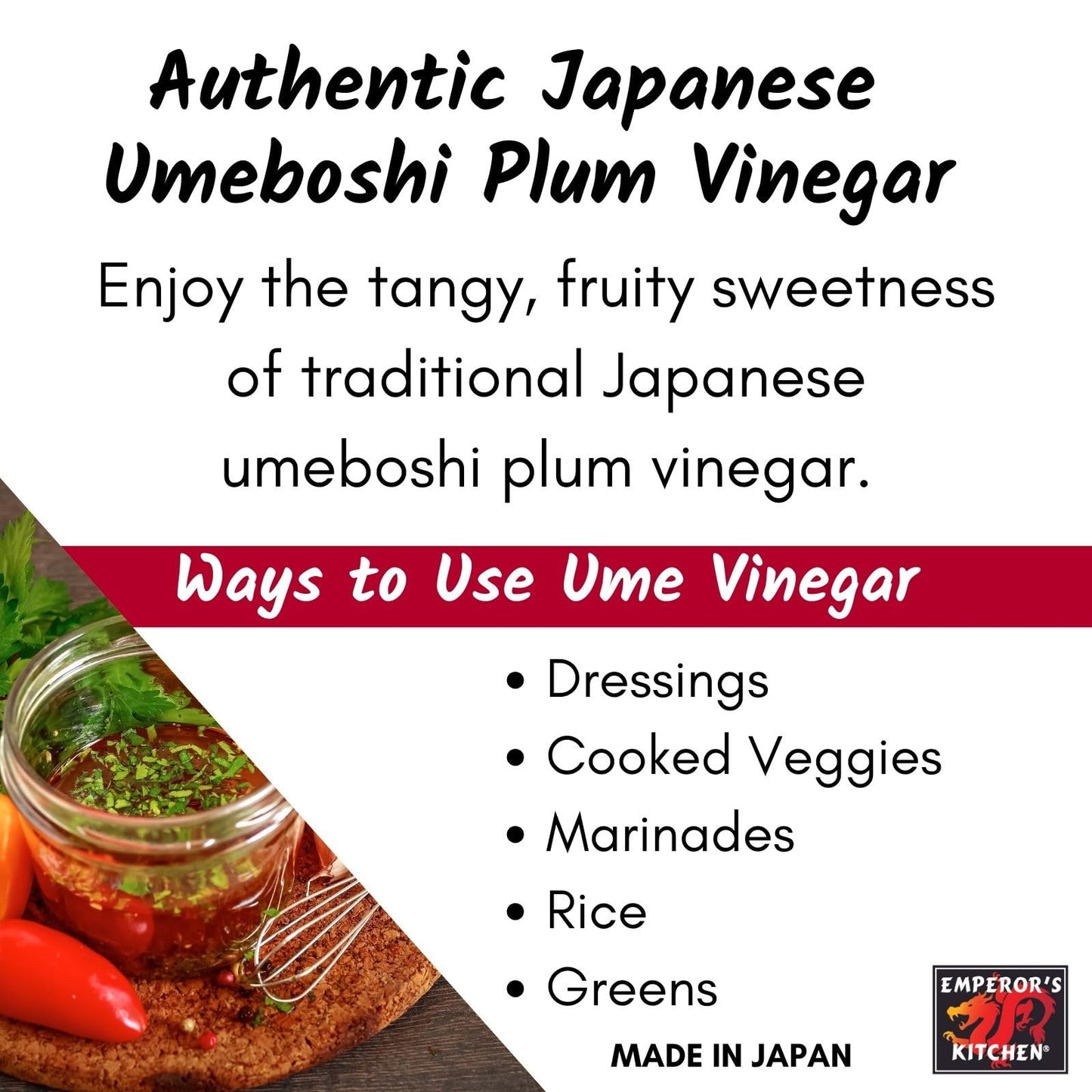 Emperor'S Kitchen Traditional Japanese Morisho Umeboshi Vinegar, Kosher, Vegan, Fruit Vinegar, 1 Gallon