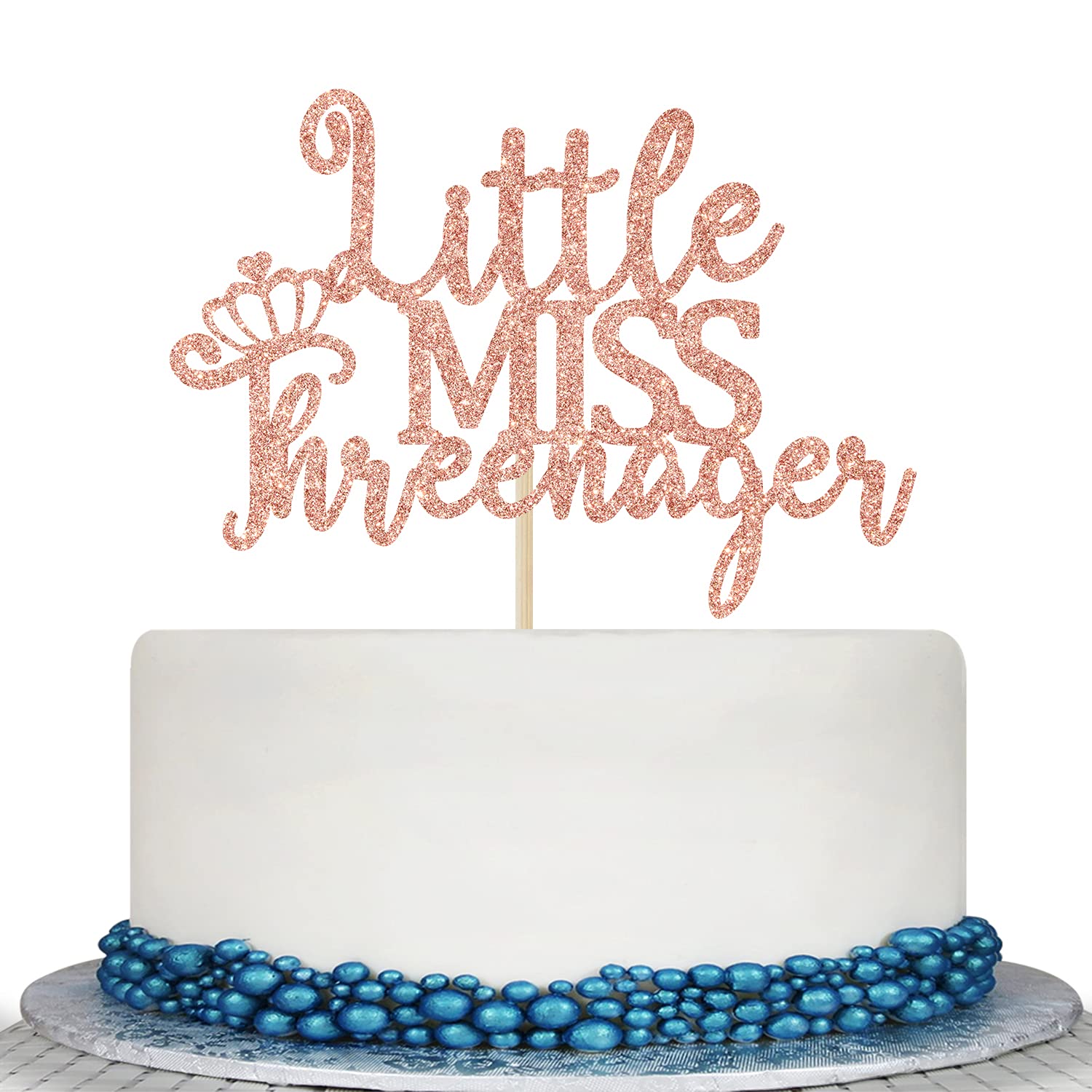 Colorfulparty Rose Gold Little Miss Threenager Cake Topper - Happy 3Rd Birthday Cake Decor - Cheers To 3 Years, Girls 3Rd Birthd