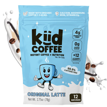 Kiid Coffee - 99.9% Caffeine-Free Organic Coffee for Kids - As Seen on Shark Tank - 12 Vitamins & Minerals  4g Prebiotics  0g Sugar - Non-GMO & Gluten-Free - Healthy Snack - Original - 12 Servings
