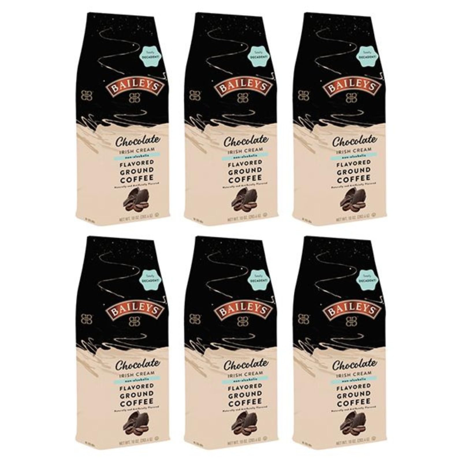 Baileys Chocolate Irish Cream Flavored Medium Roast Ground Coffee - 10Oz Bag (Case Of 6)