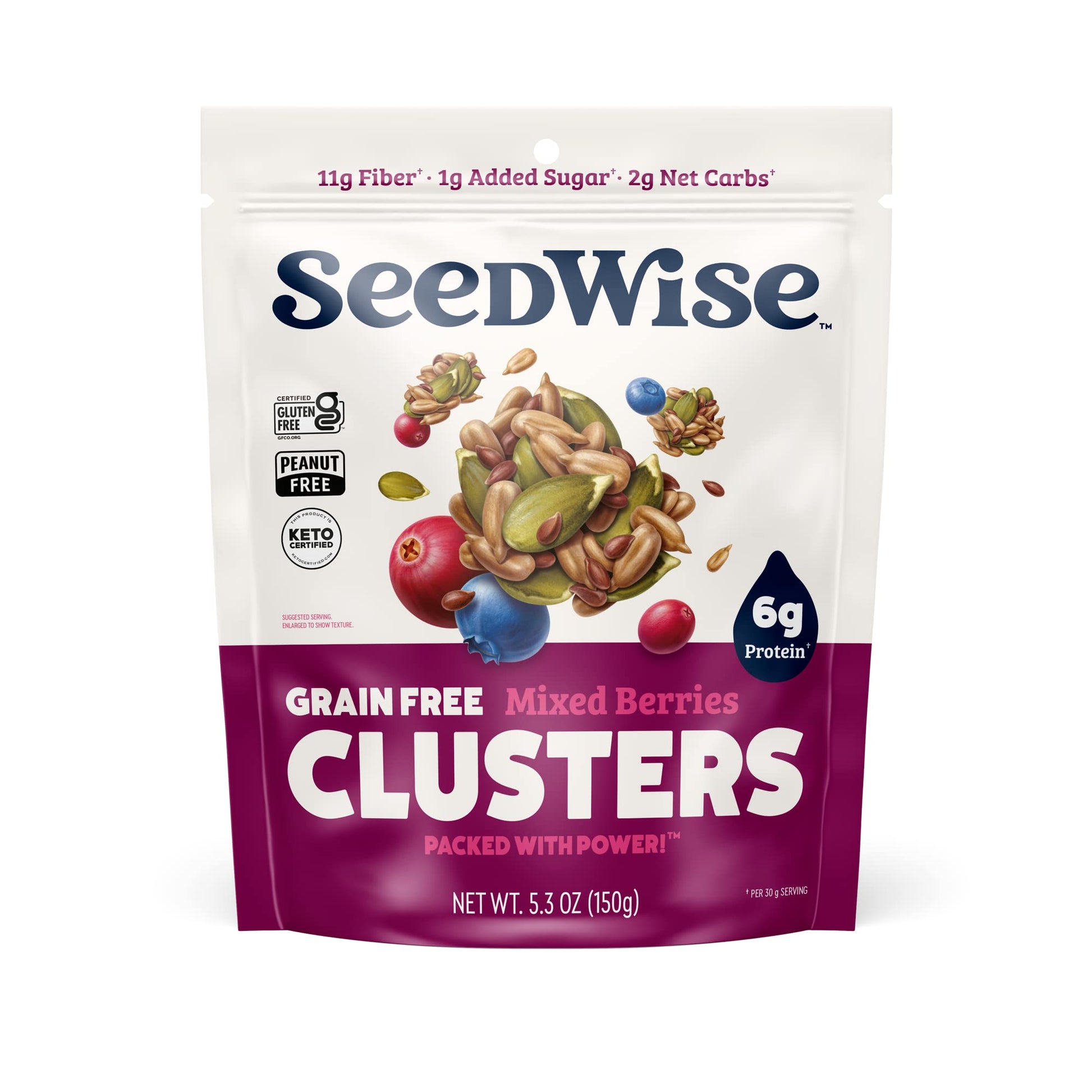 Ozery Bakery Super Seed Crunch Clusters, Mixed Berries, Plant Based, Vegan, Keto Snack, 5.3 Ounce (Pack Of 6)