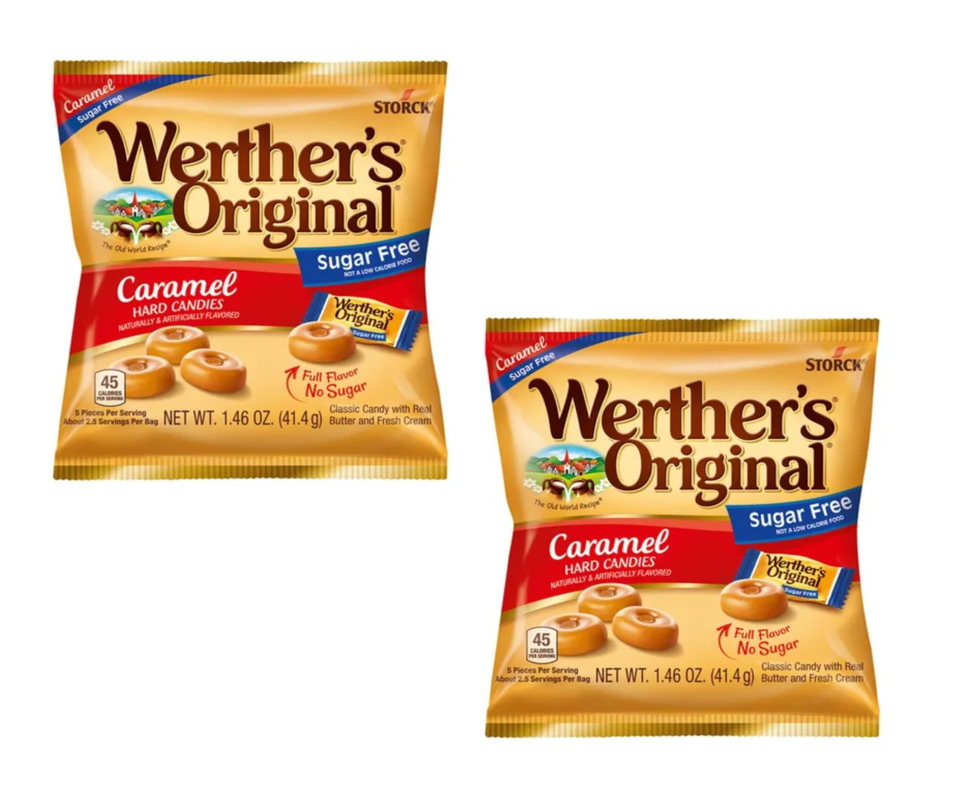 Werthers Original Hard Candies Caramel Flavored - Pack of 2 - Delicious Caramels in Every Bag - Perfect for Sharing with Friend