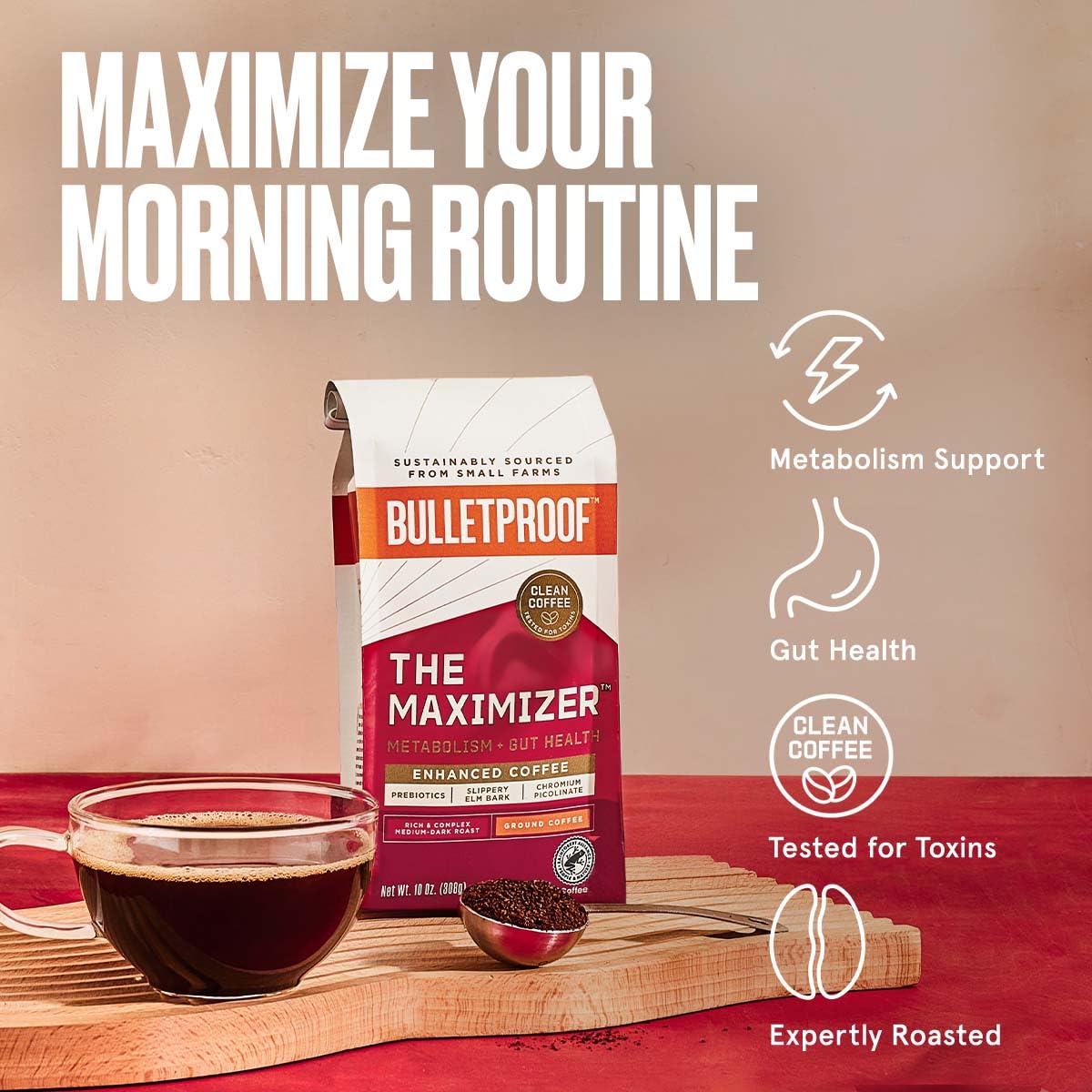 project pieceproof The Maximizer Ground Coffee  10 Ounces  Clean Coffee with Prebiotics  Metabolism and Gut Health Support  Packaging May Vary