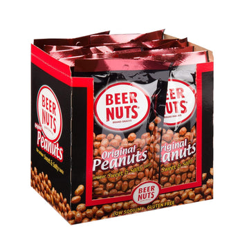 BEER NUTS Original Peanuts - Sweet & Salty Snack - Gluten Free, Low Sodium - 5.5oz Individual Bags (Pack of 12)