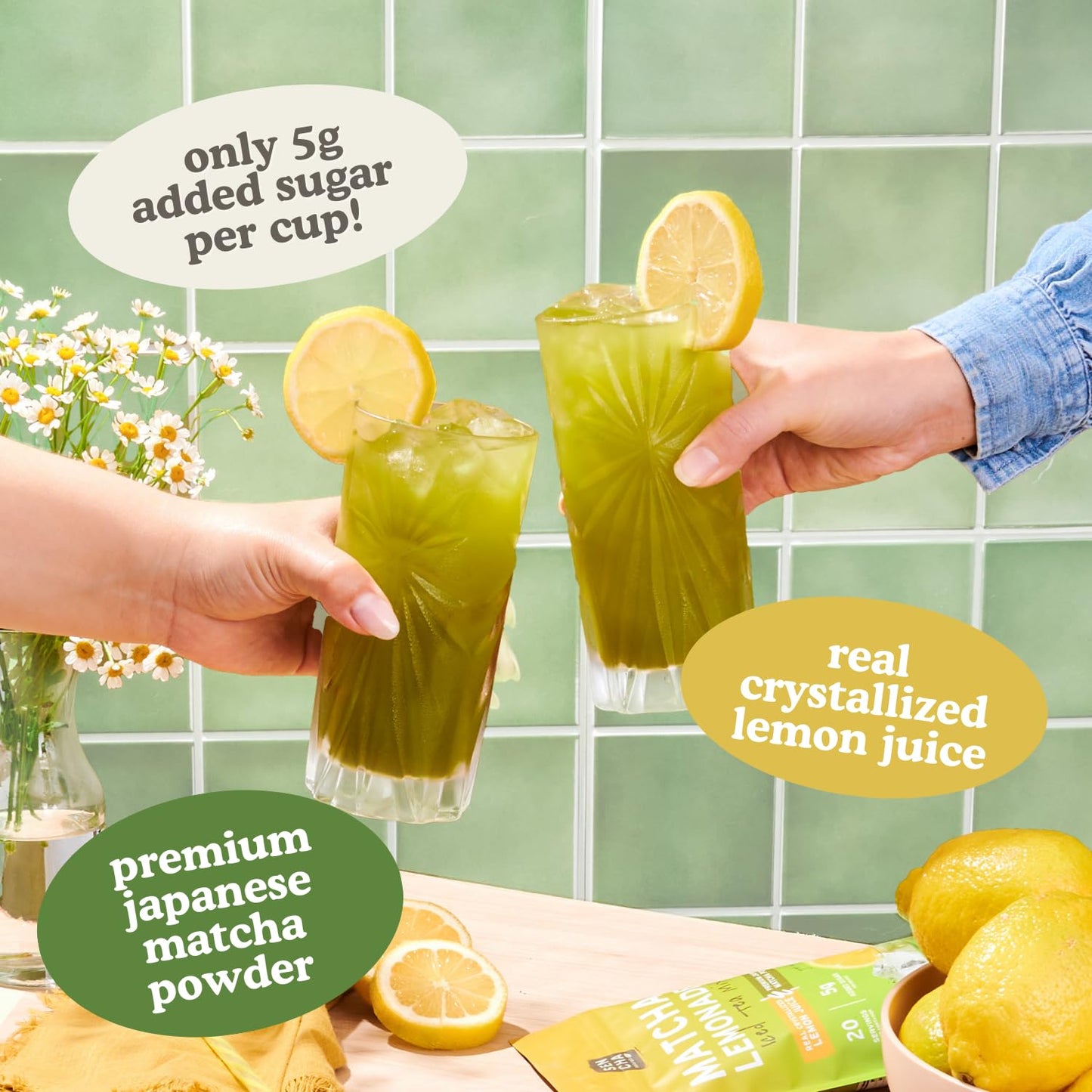SEN CHA Naturals Instant Matcha Lemonade Tea Mix | Authentic Japanese Green Tea Powder & Real Crystallized Lemon Juice, 7 oz (Pa