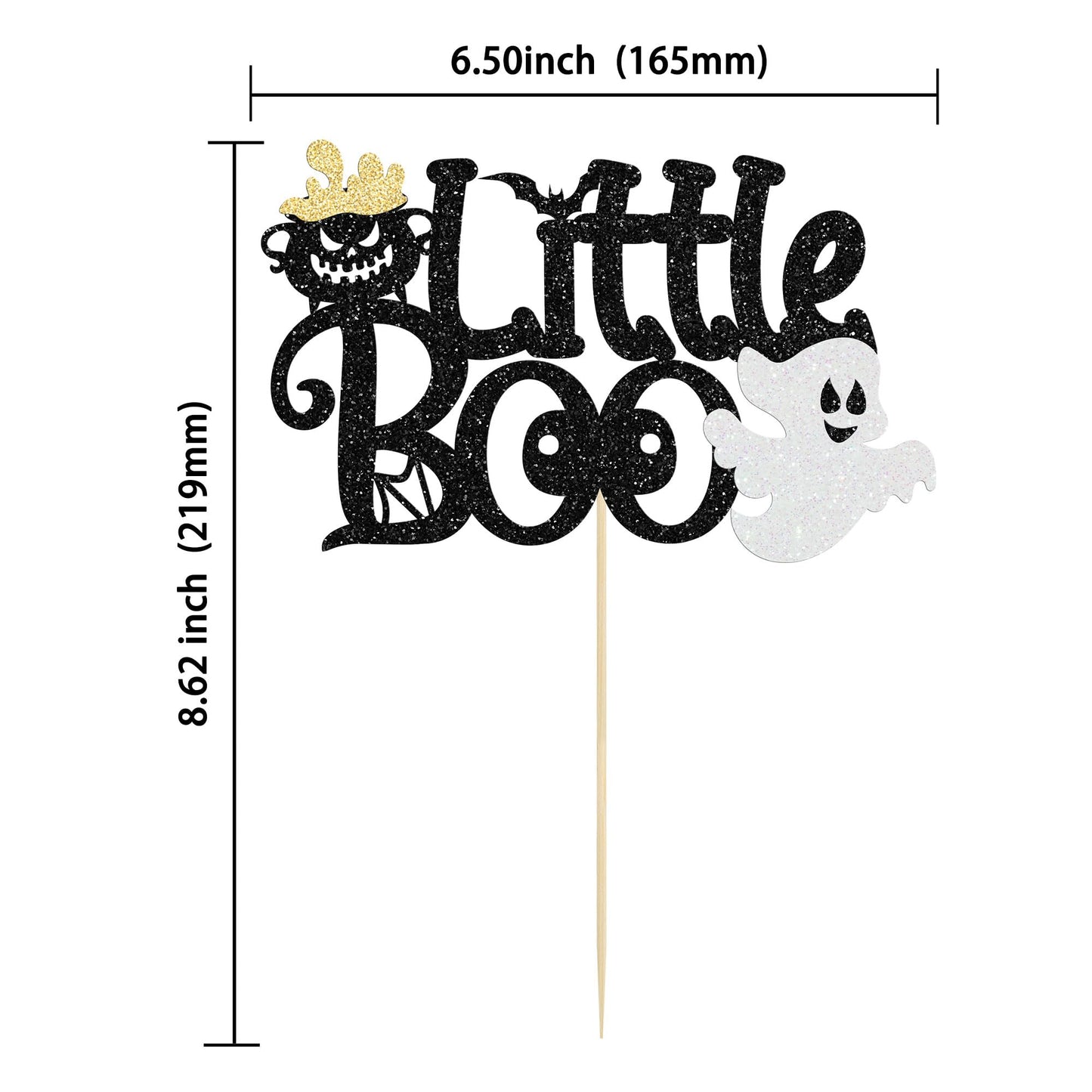 1Pc Little Boo Halloween Cake Topper Glitter Happy Boo Day Ghost Cake Pick Decoration For Baby Shower Kids Birthday Happy Hallow