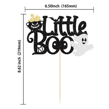 1Pc Little Boo Halloween Cake Topper Glitter Happy Boo Day Ghost Cake Pick Decoration For Baby Shower Kids Birthday Happy Hallow
