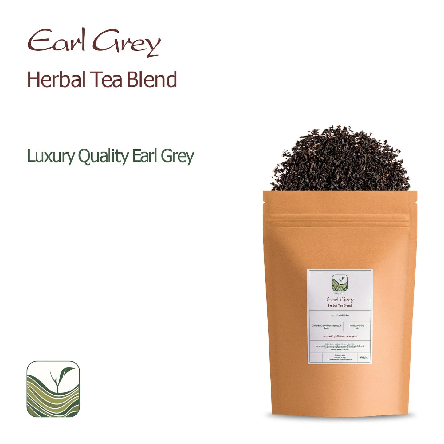 Valley of Tea Earl Grey Bergamot Black Tea - Premium Breakfast Tea with Real Bergamot Oil - 7.05 Ounce Pack